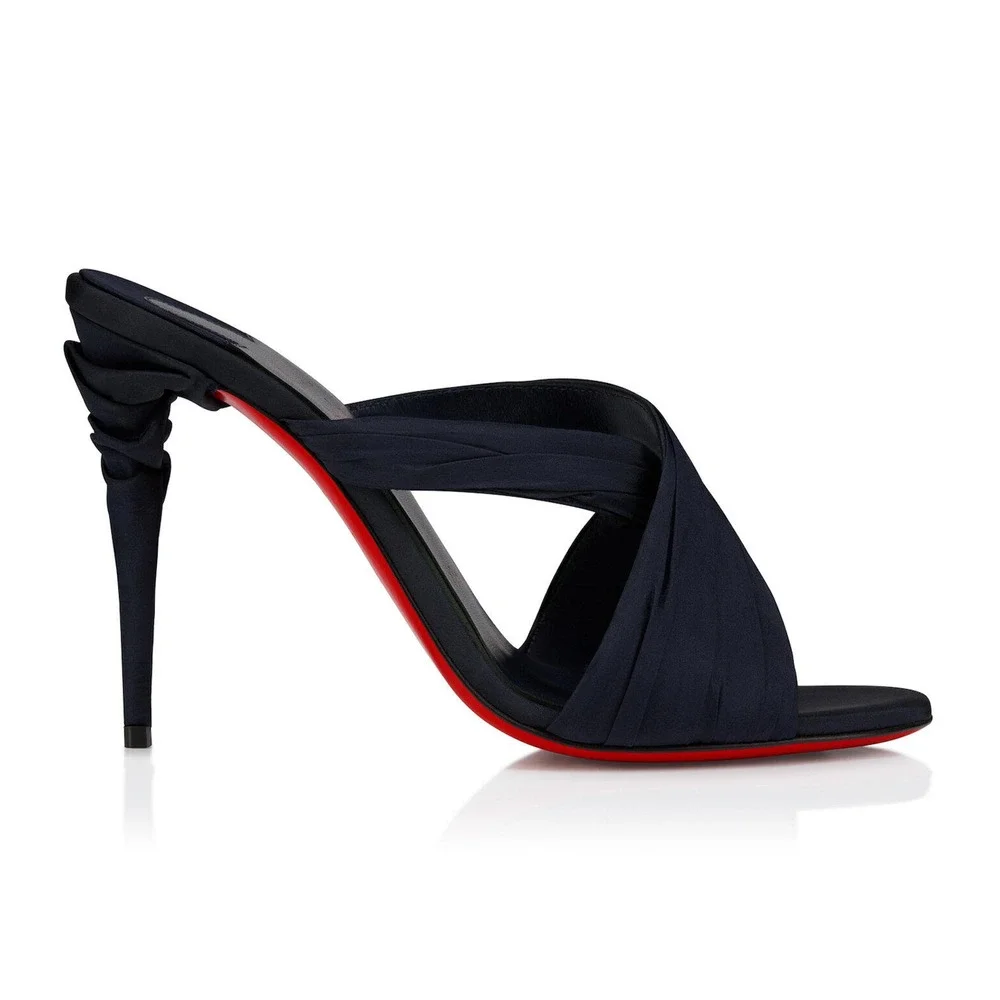 Christian Louboutin Affabula Mule 100 Last Night Navy Blue Sandal Heel Pump 36.5